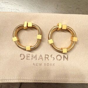 DEMARSON Laina 12K Gold Plated Double Snake Chain Statement Hoop Earrings